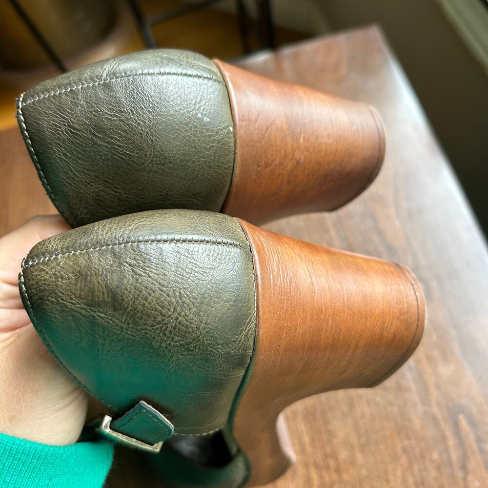 BOC Gia Woodgrain Platform Mary Jane Pump green women’s size 8 - Picture 5 of 7